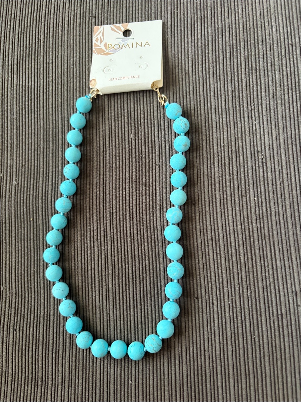 Pomina Turquoise Beaded Necklace with Gold Accents